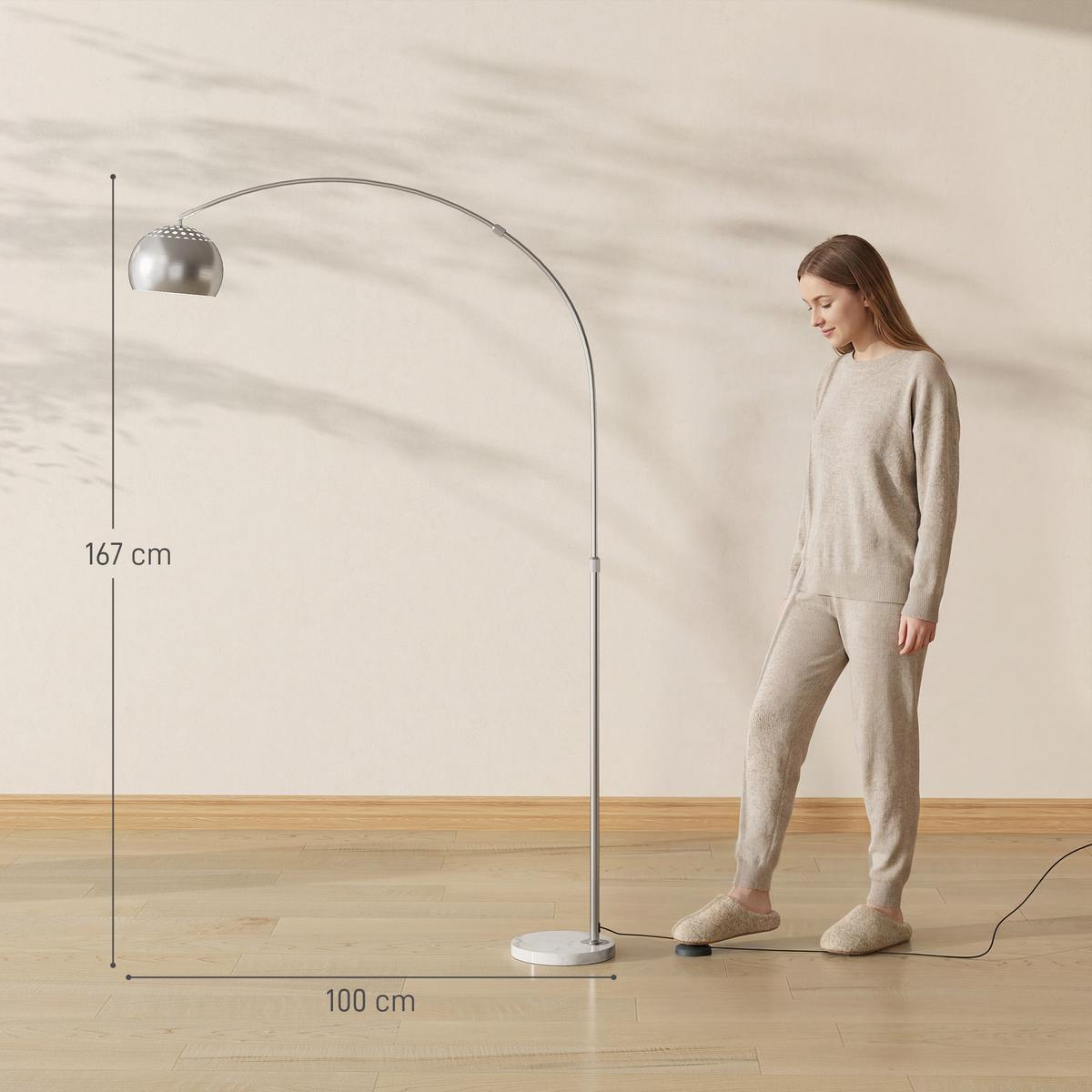 STEHLAMPE Metall Marmor Silber - Silberfarben, Metall (26/100/167cm) - HOMCOM