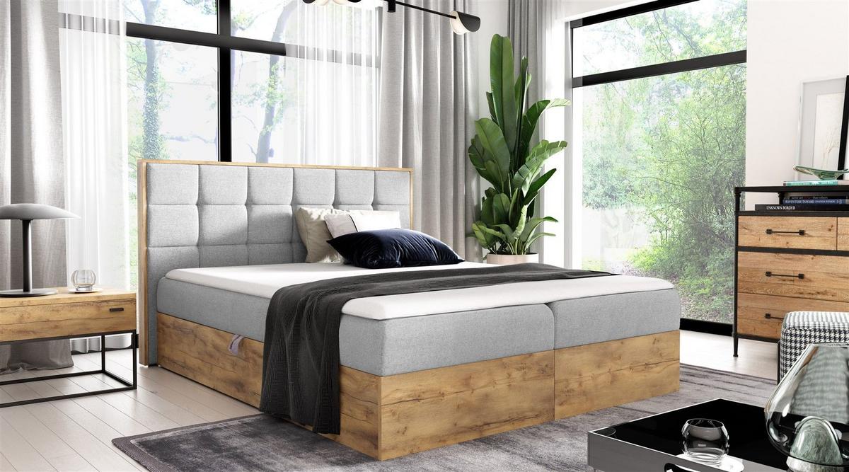 BOXBETT Kalypso überlänge Faro - Hellgrau, Holzwerkstoff/Textil (160/220cm) - Fun Möbel