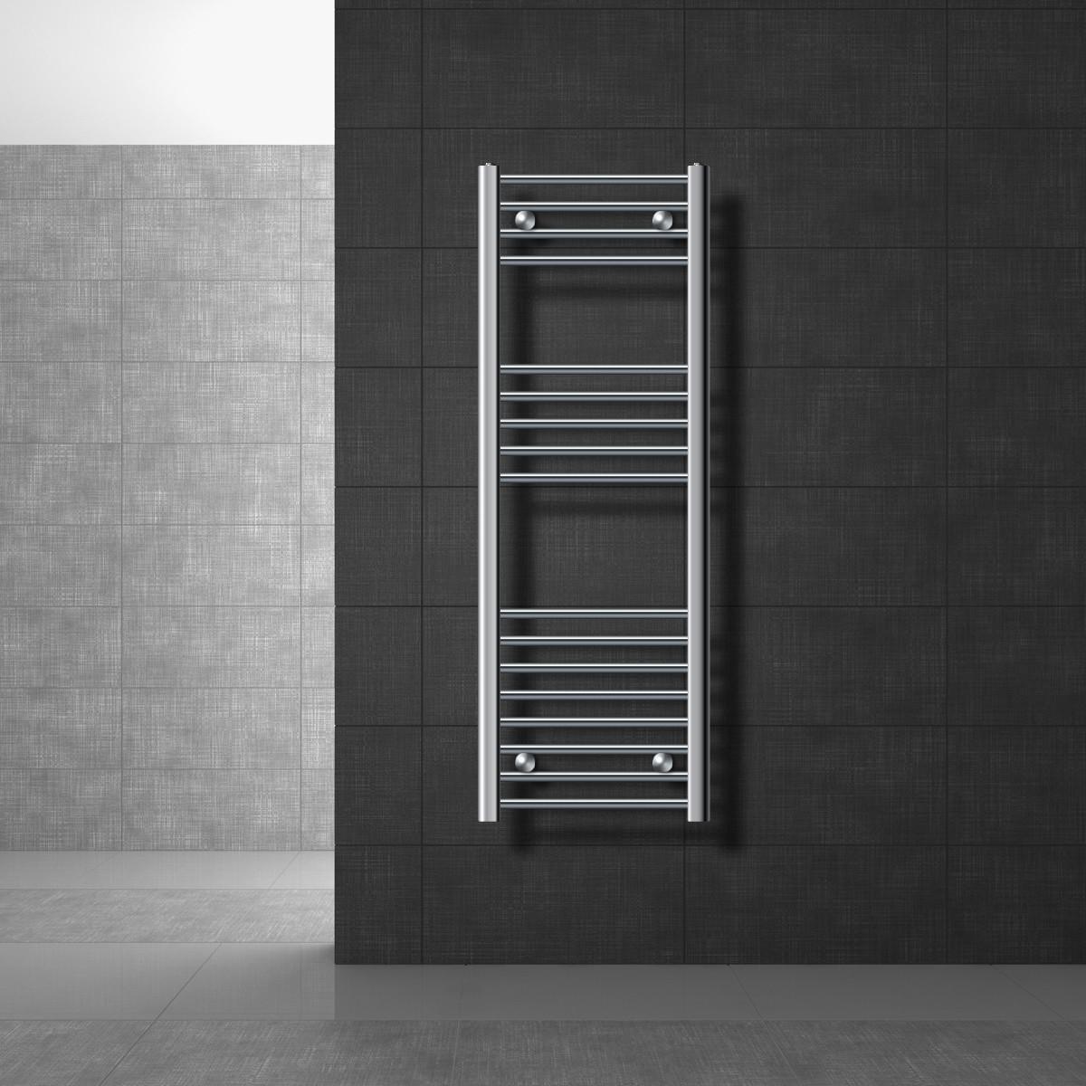BADHEIZKÖRPER elektrisch Sahara 400x1200 mm Chrome gebogen mit Heizstab 1200W Digital - Chromfarben, Metall (40/120/3cm) - LuxeBath