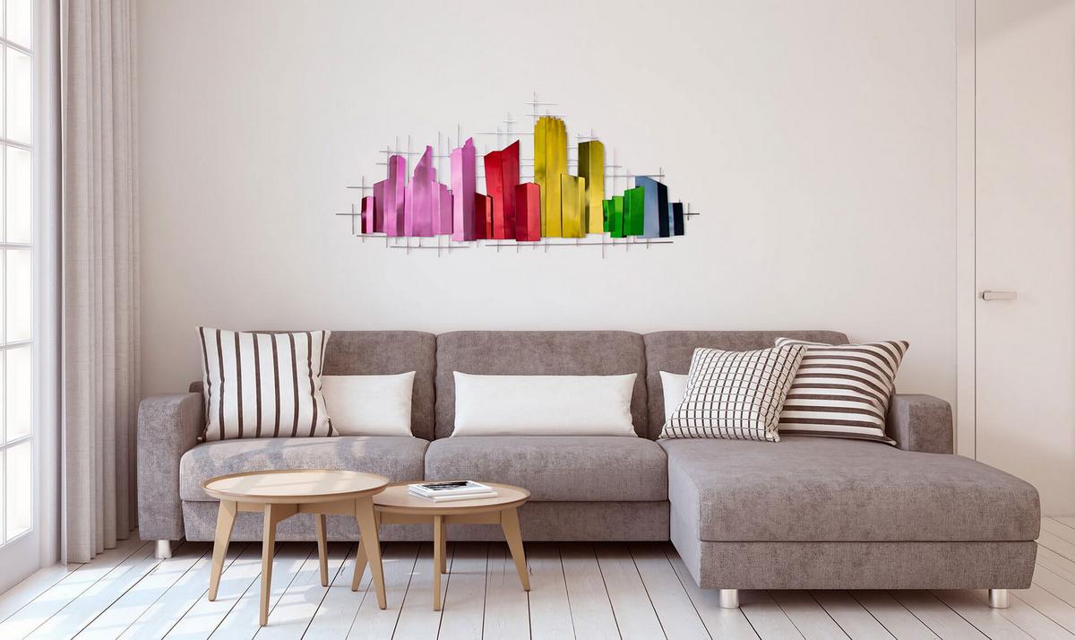 WANDDEKO Bunt 130/60 cm - Multicolor, Metall (4.02/60/6cm) - KUNSTLOFT