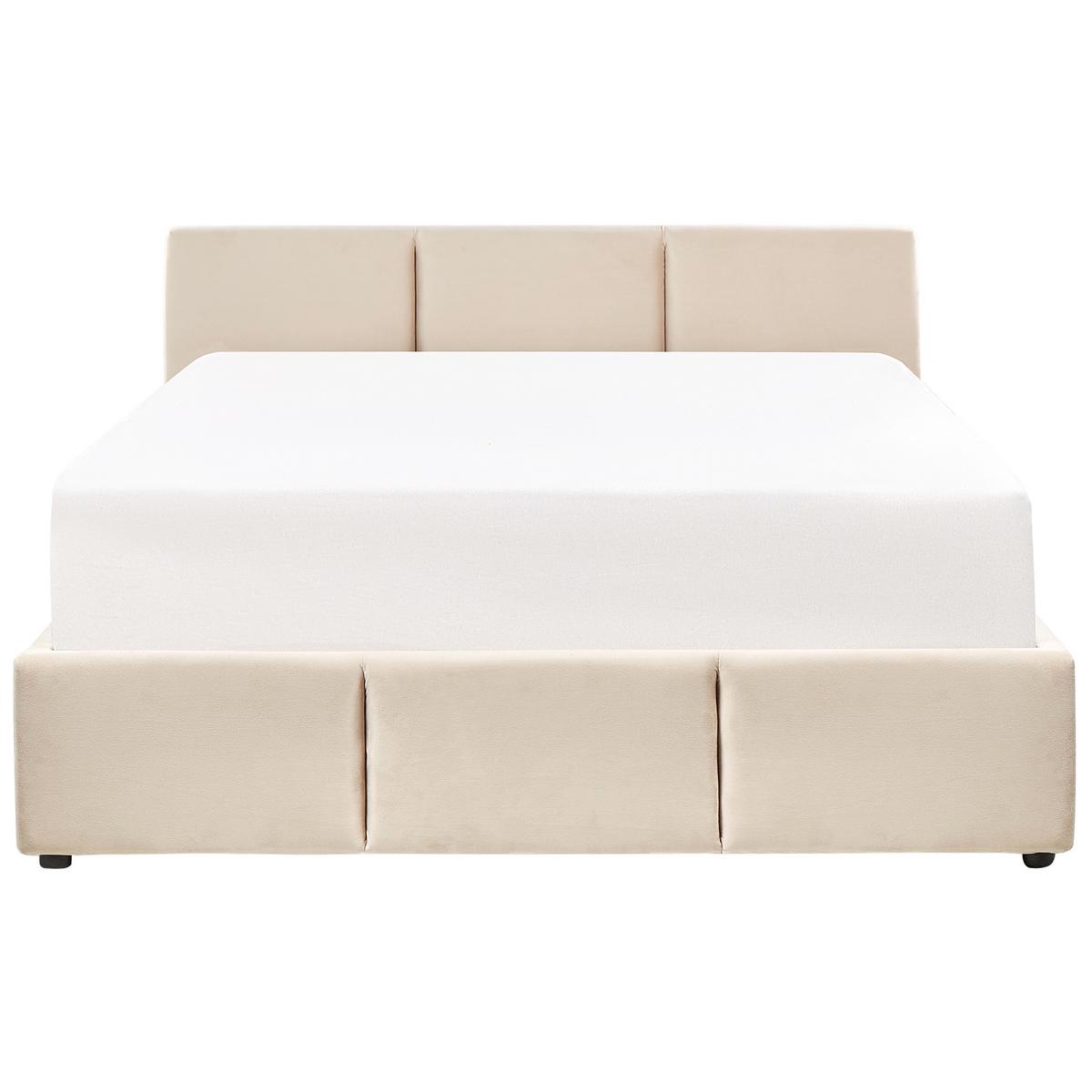 POLSTERBETT 160/200cm Helles Beige Bousse - Beige, Textil (160/200cm) - Beliani