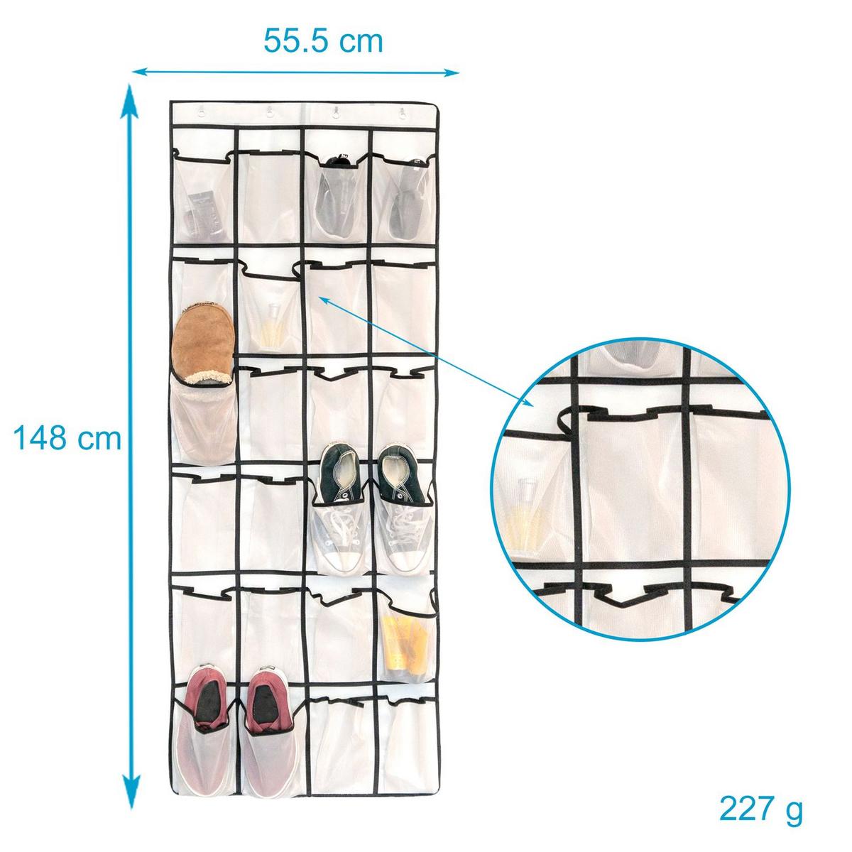 HÄNGENDES SCHUHREGAL 55.5/148 cm - Grau, Textil (55.5/148/2cm) - Intirilife