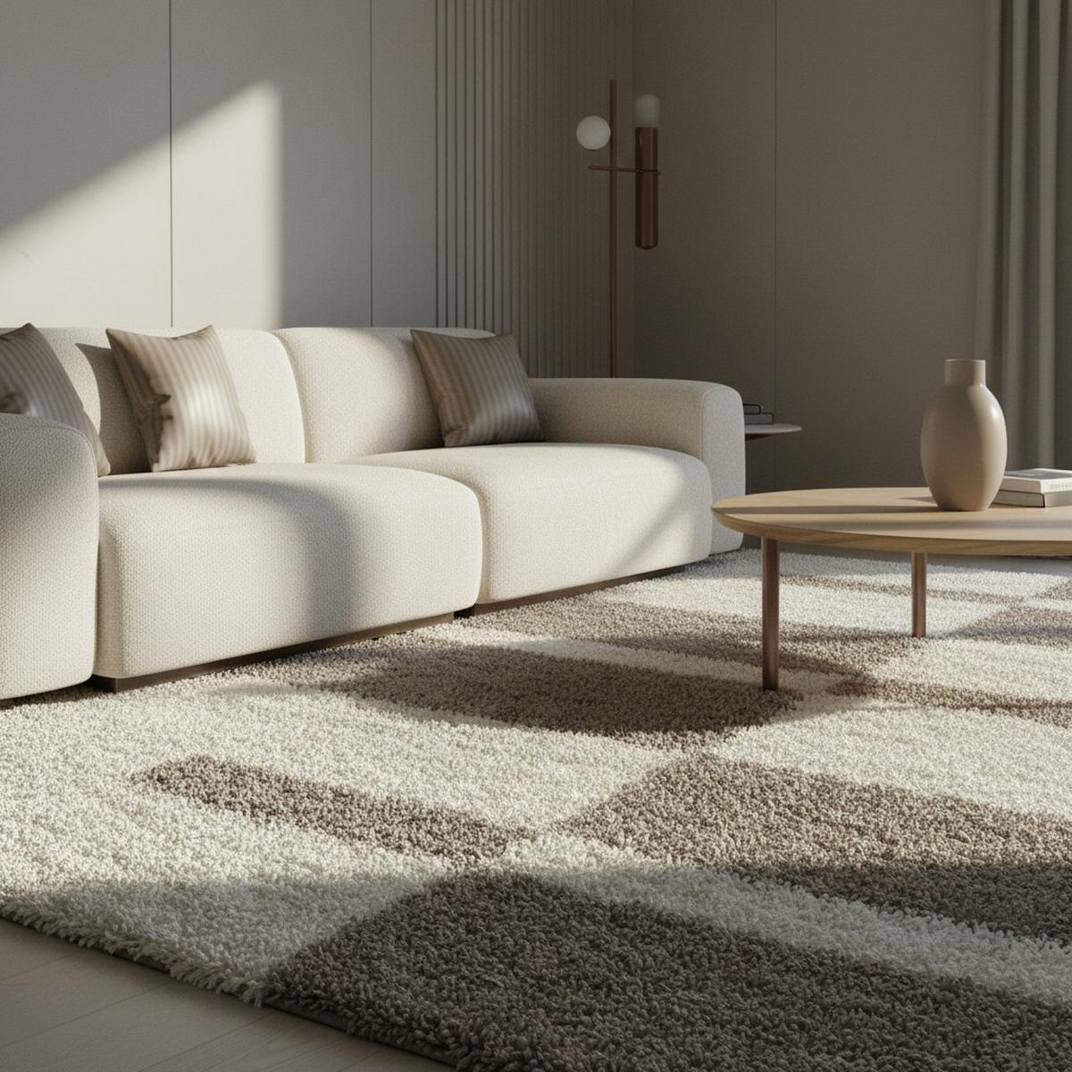 HOCHFLORTEPPICH WERFEN, kariert, Beige, 120 x 170 cm - Beige, Textil (170/120cm) - KADIMA DESIGN