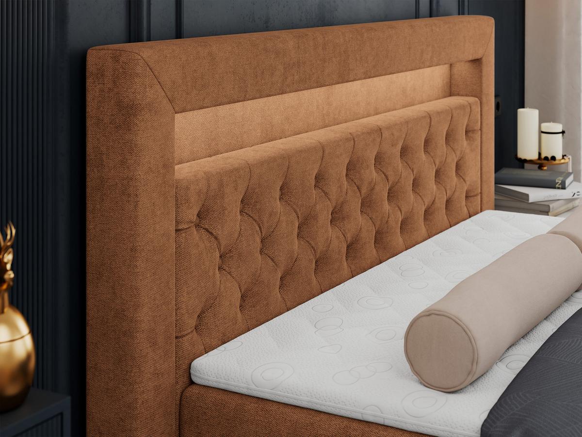 BOXBETT GOLD-6 LED 160/200 Orange Struktur - H3 - Orange, Holz/Textil (160/200cm) - MKS