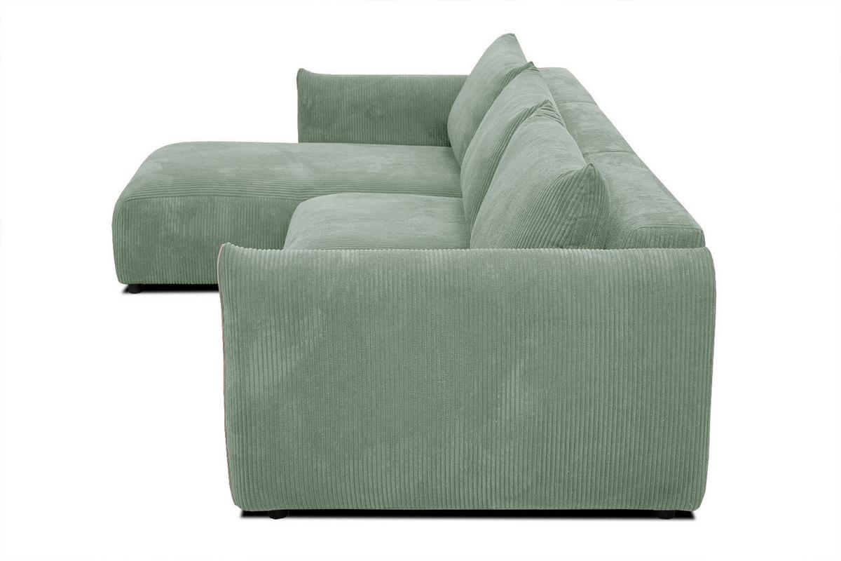 ECKSOFA TAUER 5-Sitzer, mintgrün - Schwarz/Mintgrün, Holzwerkstoff/Kunststoff (173/294cm) - Wozimo