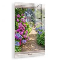 ACRYLGLASBILD Hortensie - Durchsichtig - Blumen - Sommer - Lila - Weg 80x120 cm - Lila, Glas (80/120cm) - MuchoWow