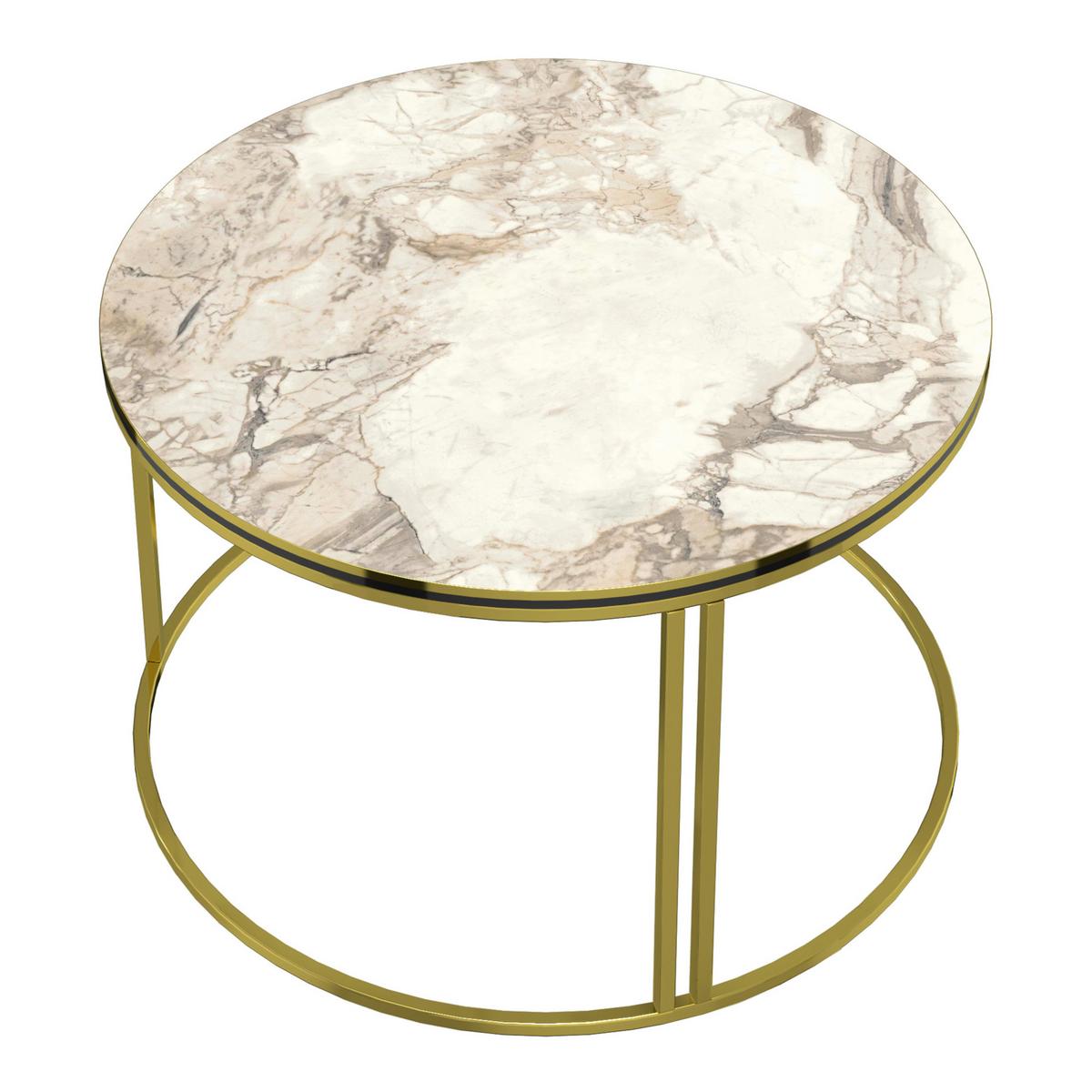 COUCHTISCH Aulum 70/70/50 - Goldfarben/Weiß, Holzwerkstoff/Metall (70/70/50cm) - [en.casa]