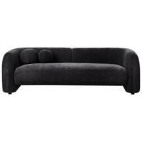 3-SITZER-SOFA Chenillegewebe Schwarz Leiren - Schwarz, Textil (224/68/87cm) - Beliani