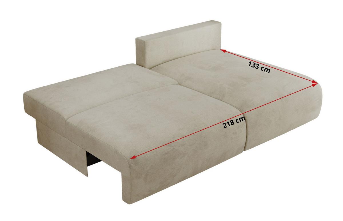 ECKSCHLAFSOFA VIVO L Beige Velvet - links - Beige/Schwarz, Kunststoff/Textil (223/150cm) - MKS