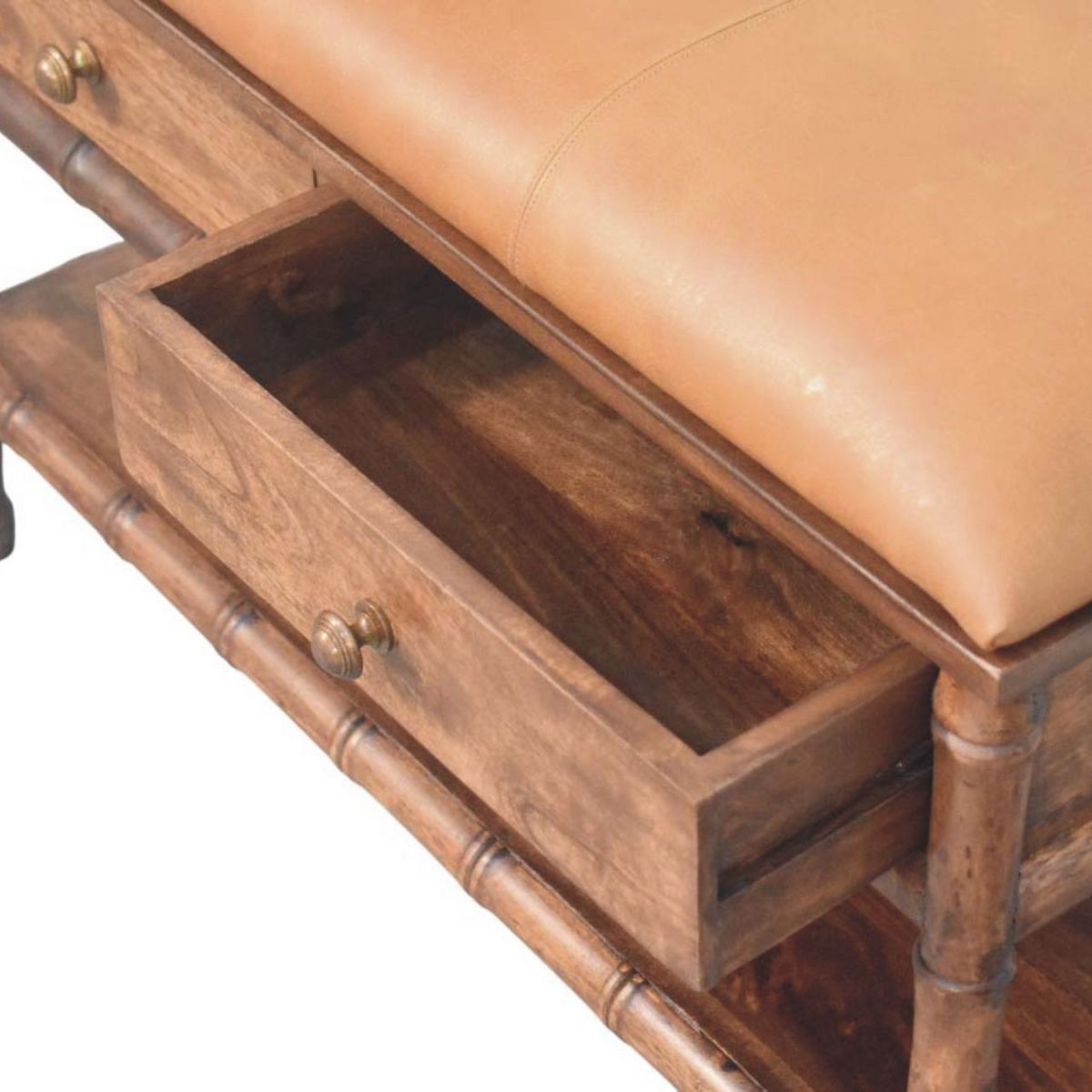 AUFBEWAHRUNGSMÖBEL Roasted-Almond-Finish, 2 Schubladen, 1 offenes Regal, Braun - Braun, Holz (35/55/90cm) - Artisan Furniture