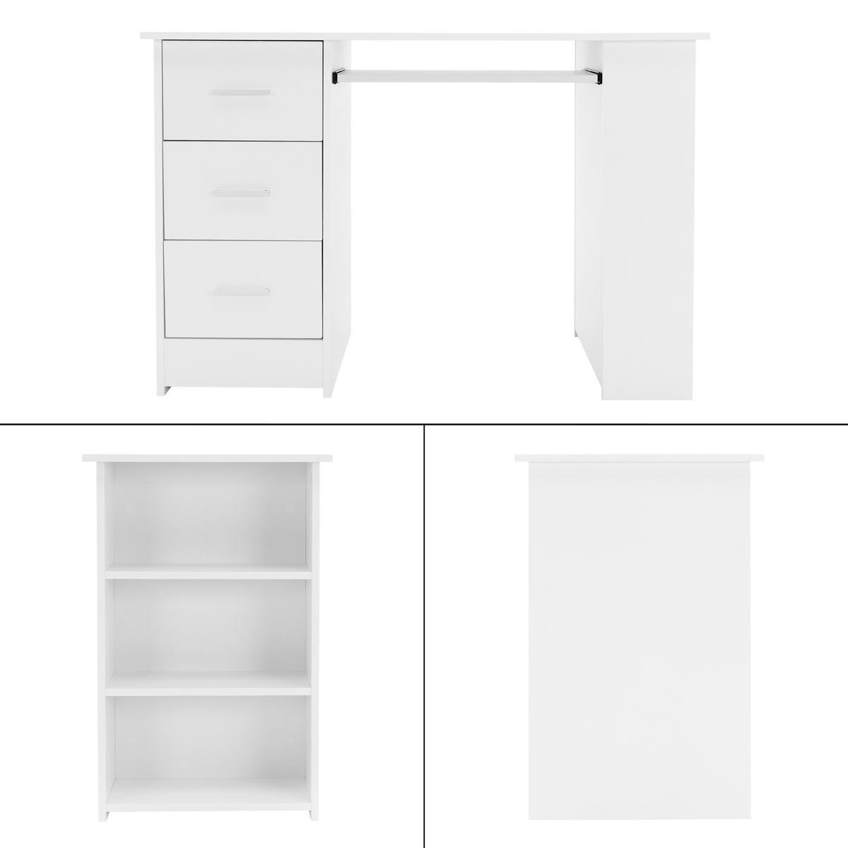 SCHREIBTISCH 110 x 49 x 75 cm Weiß 3 Schubladen und Tastaturauszug - Weiß, Holzwerkstoff (110/49/75cm) - ML-DESIGN