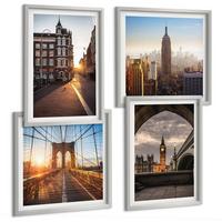 BILDER SET 4er Set - 50x50 cm & 40x60 cm Silberner Rahmen - London-Ansichtsgemälde-Set - Silberfarben, Kunststoff (50/50cm) - TULUP