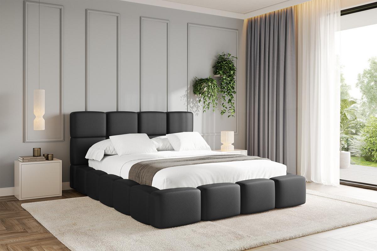 POLSTERBETT mit Bettkasten und Lattenrost, Bett mit Kopfteil, Boxbett ohne Matratze, Doppelbett mit Stauraum - NATA 120x200 Schwarz - Schwarz, Holzwerkstoff/Textil (120/200cm) - ALTDECOR