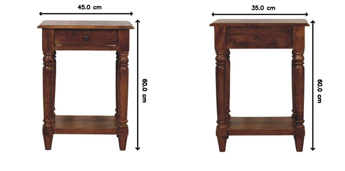 BEISTELLTISCH Rich-Kastanien-Finish, 1 Schublade, 1 großes Regal, Braun - Dunkelbraun, Holz (45/35/60cm) - Artisan Furniture