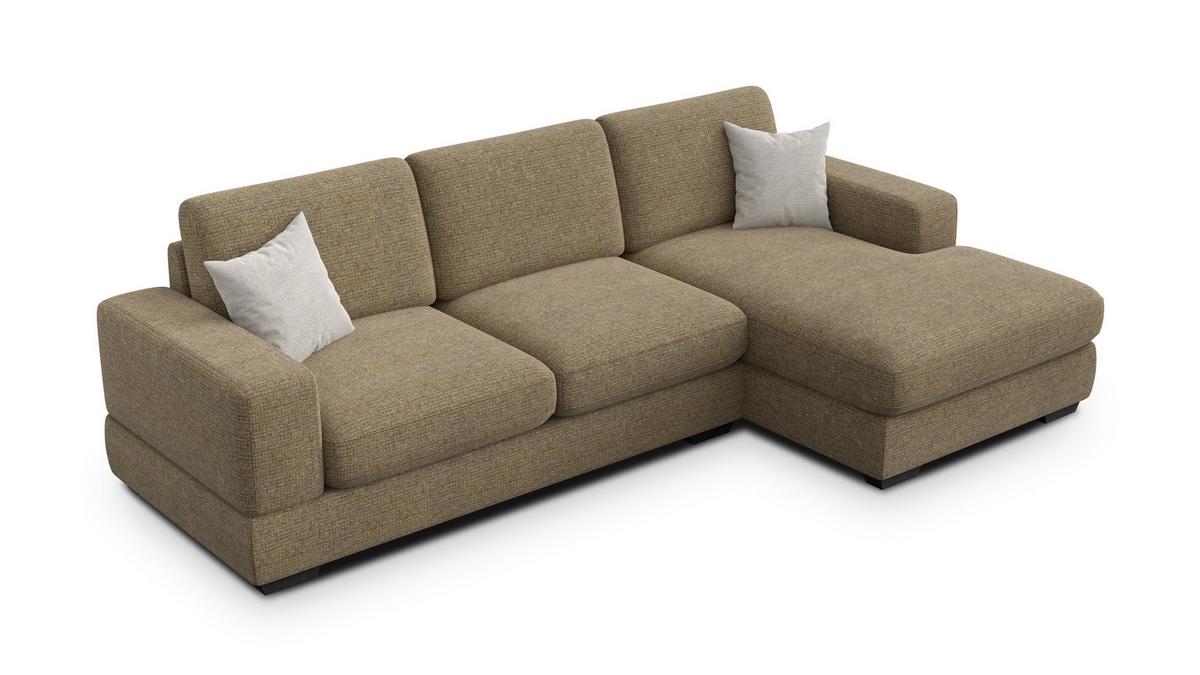 ECKSOFA OTTO 4-Sitzer, taupe - Taupe/Schwarz, Holz/Textil (279/159cm) - Wozimo