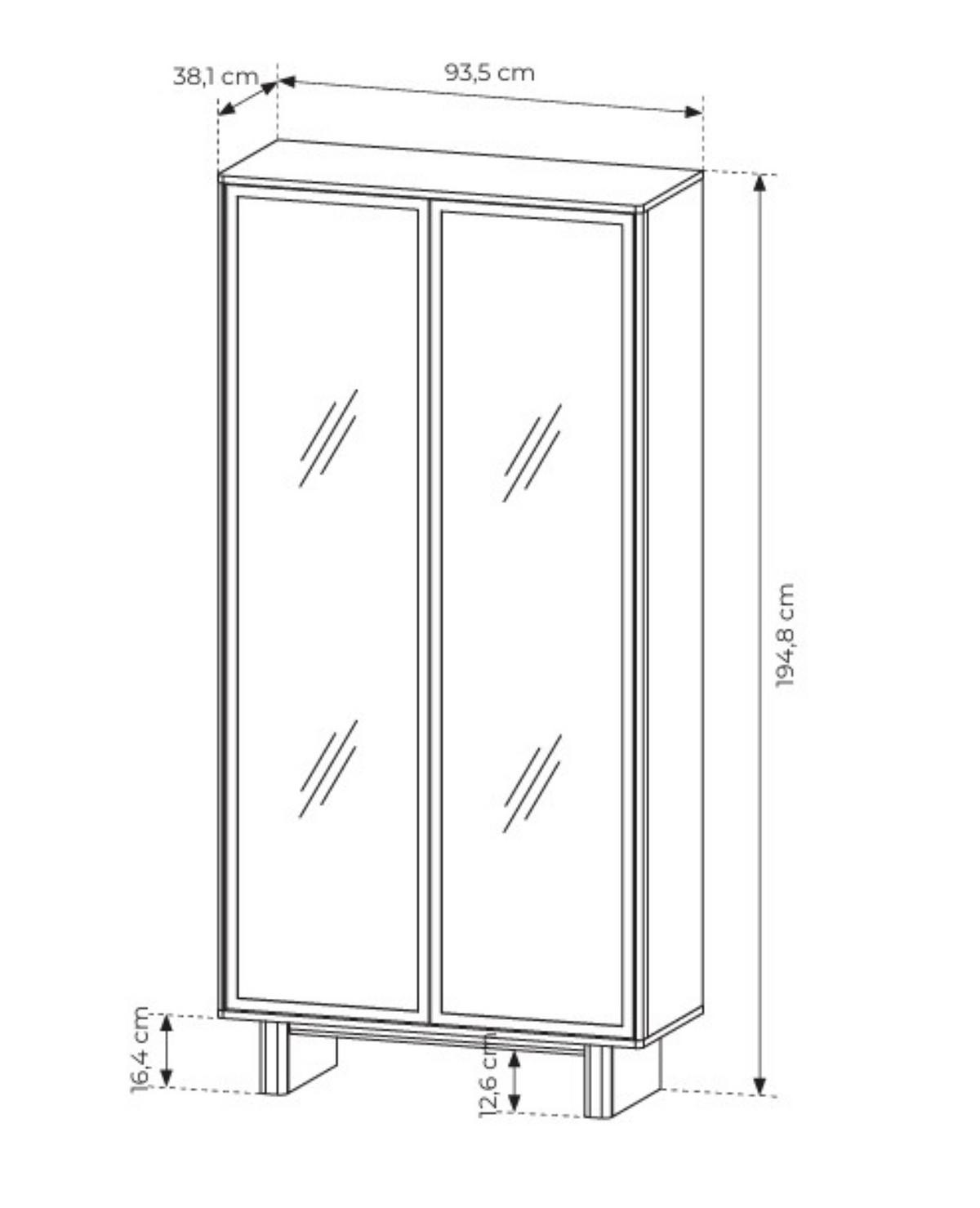 VITRINE TRAVE 194,8 / 93,5 cm in Eichefarben - Eichefarben, Holzwerkstoff (93.5/194.8/38.1cm) - MASSENO