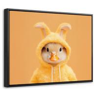 LEINWAND Bilder mit Rahmen - Osterhase - Kostüm - Ente - 40x30 - Gelb, Textil (40/30cm) - MuchoWow