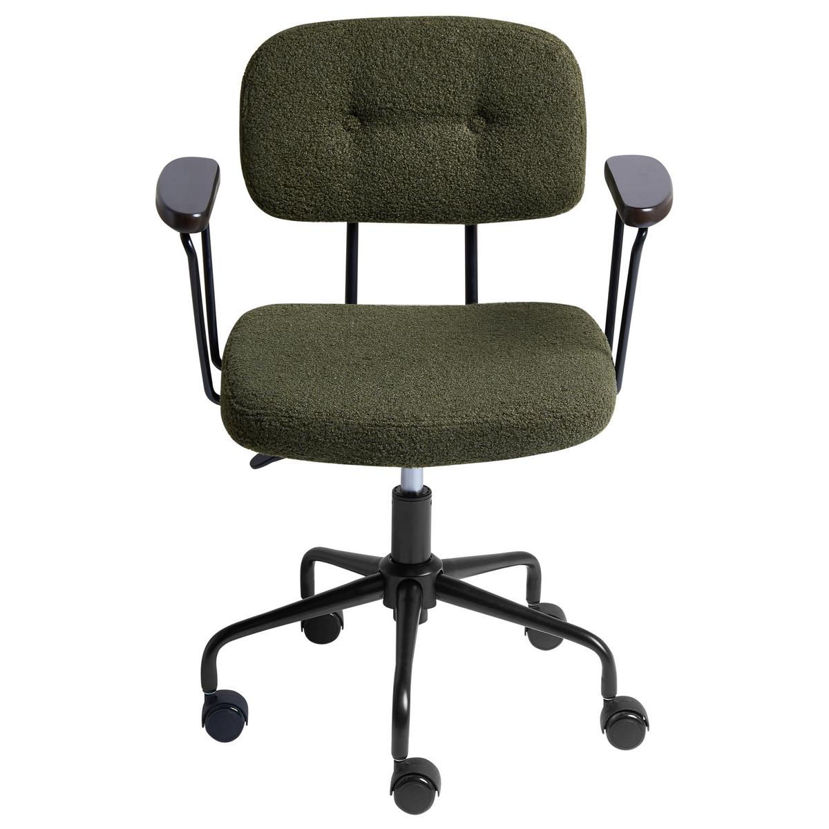 SCHREIBTISCHSTUHL Bouclé Dunkelgrün Algerita - Grün, Textil (62/77/62cm) - Beliani