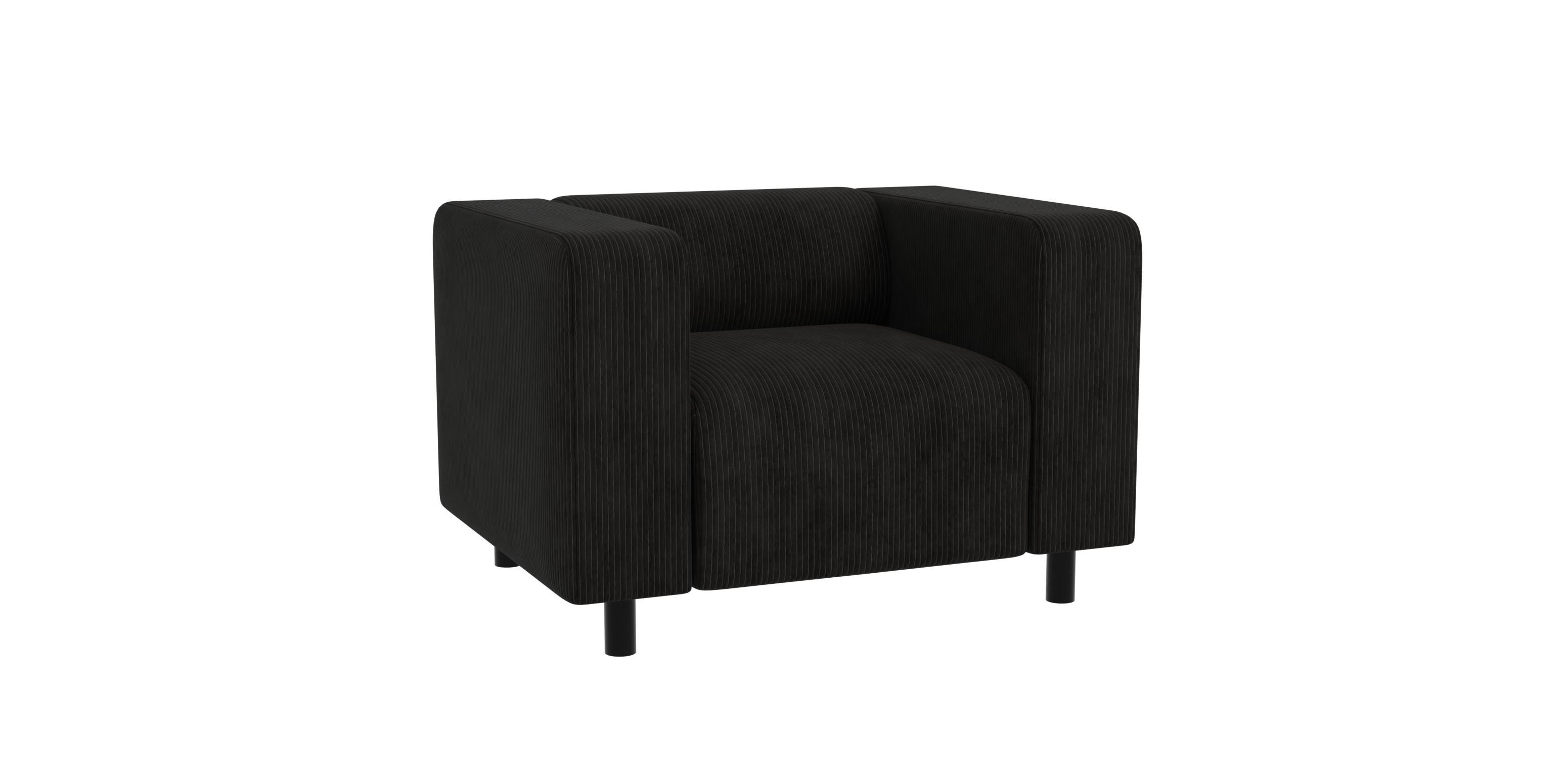 SESSEL Tove Schwarz Cord - Schwarz, Holz/Kunststoff (95/65/80cm) - S-Style Möbel