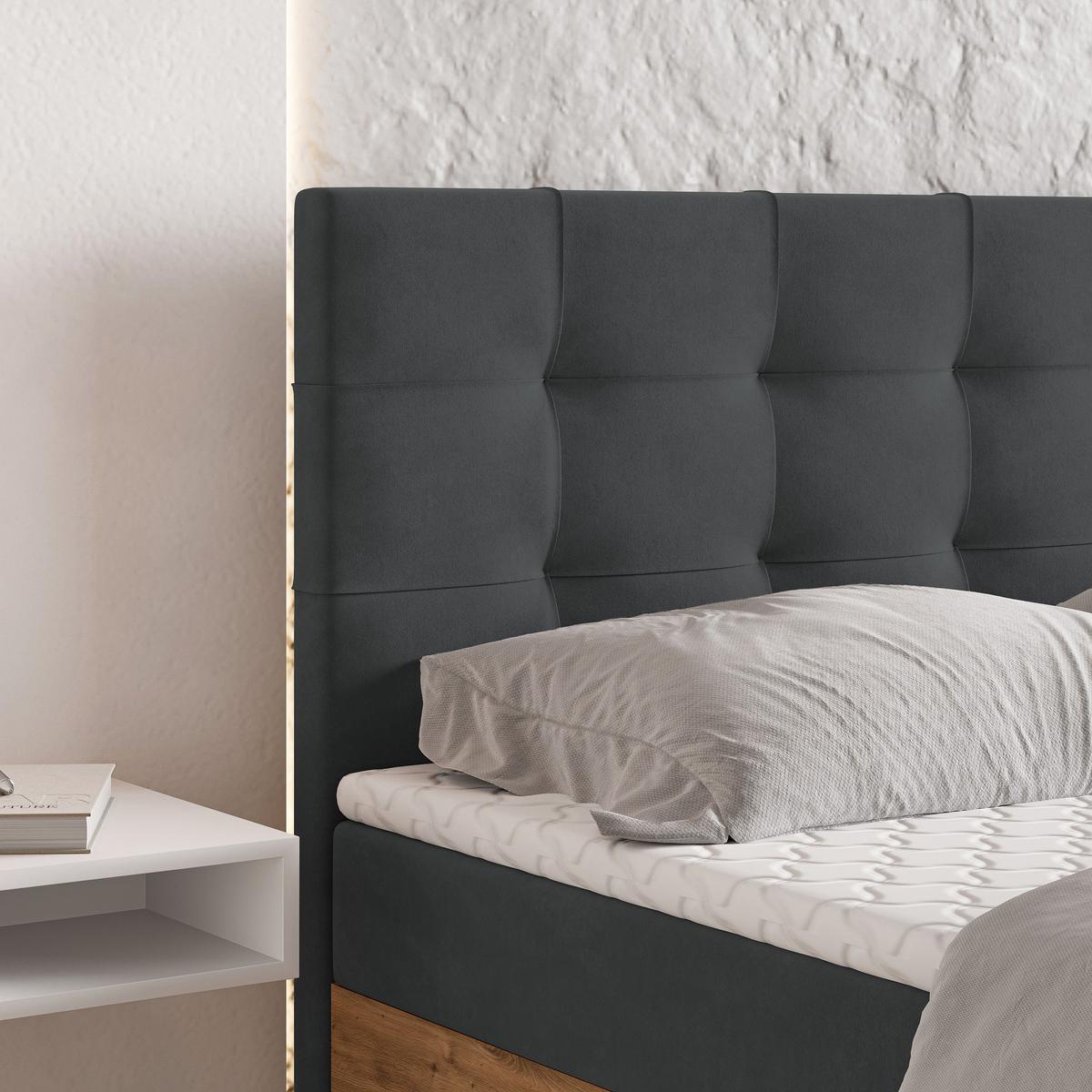 BOXBETT MOLVEN 160x200 cm mit Matratze und Topper - Graphitfarben - Graphitfarben, Holz (160/200cm) - MASSENO