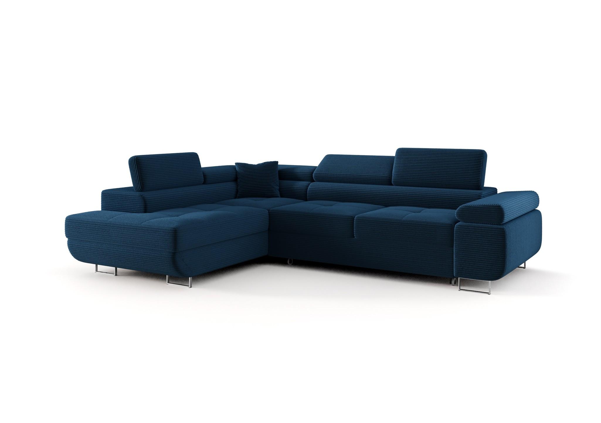 ECKSOFA Monaro Mit Schlaffunktion - Blau, Holzwerkstoff/Textil (202/275cm) - Fun Möbel