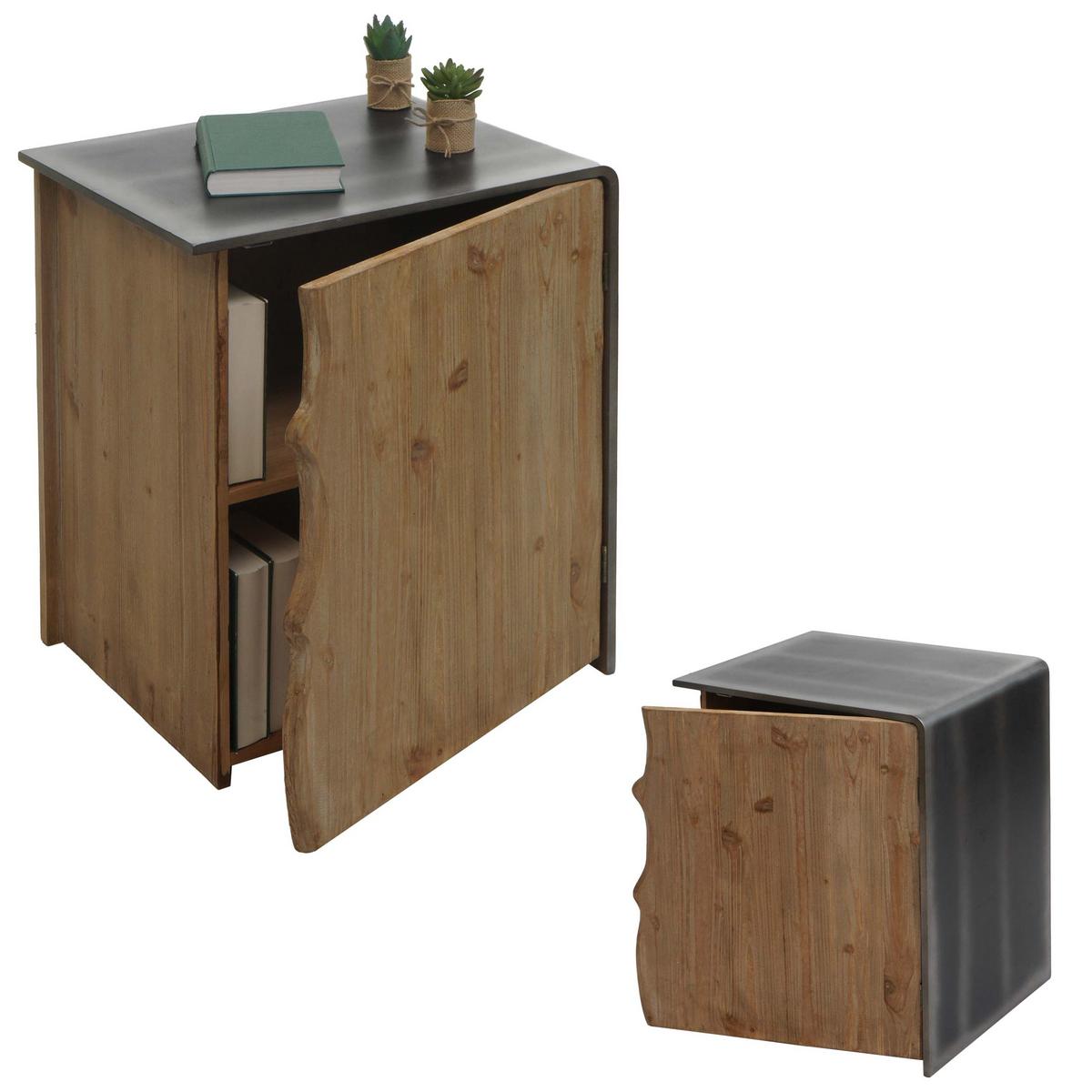 BEISTELLTISCH Braun, Grau - Braun/Grau, Holz (40/50/60cm) - MCW