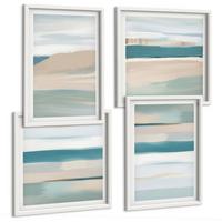 BILDER SET 4er Set - 50x50 cm & 40x60 cm Weißer Rahmen - Abstrakte blaue Landschaften - Weiß, Kunststoff (50/50cm) - TULUP