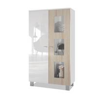 VITRINE Denjo Tür in Eiche sägerau - Eiche San Remo, Holzwerkstoff (71/129/35cm) - Vladon