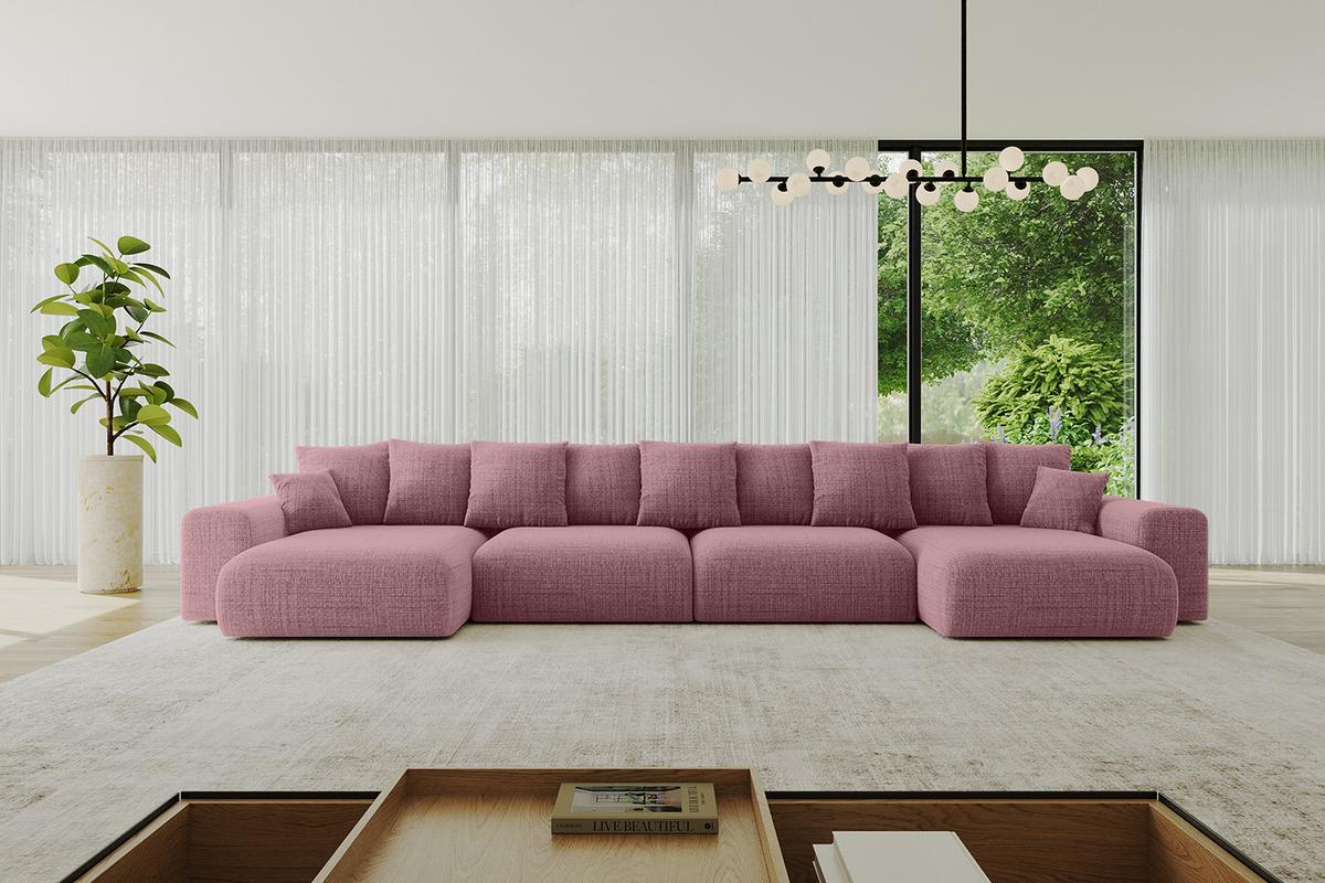 WOHNLANDSCHAFT mit Schlaffunktion ESKAR-U2-464x176x72cm Altrosa - Altrosa, Holzwerkstoff/Kunststoff (176/72/464cm) - ALTDECOR