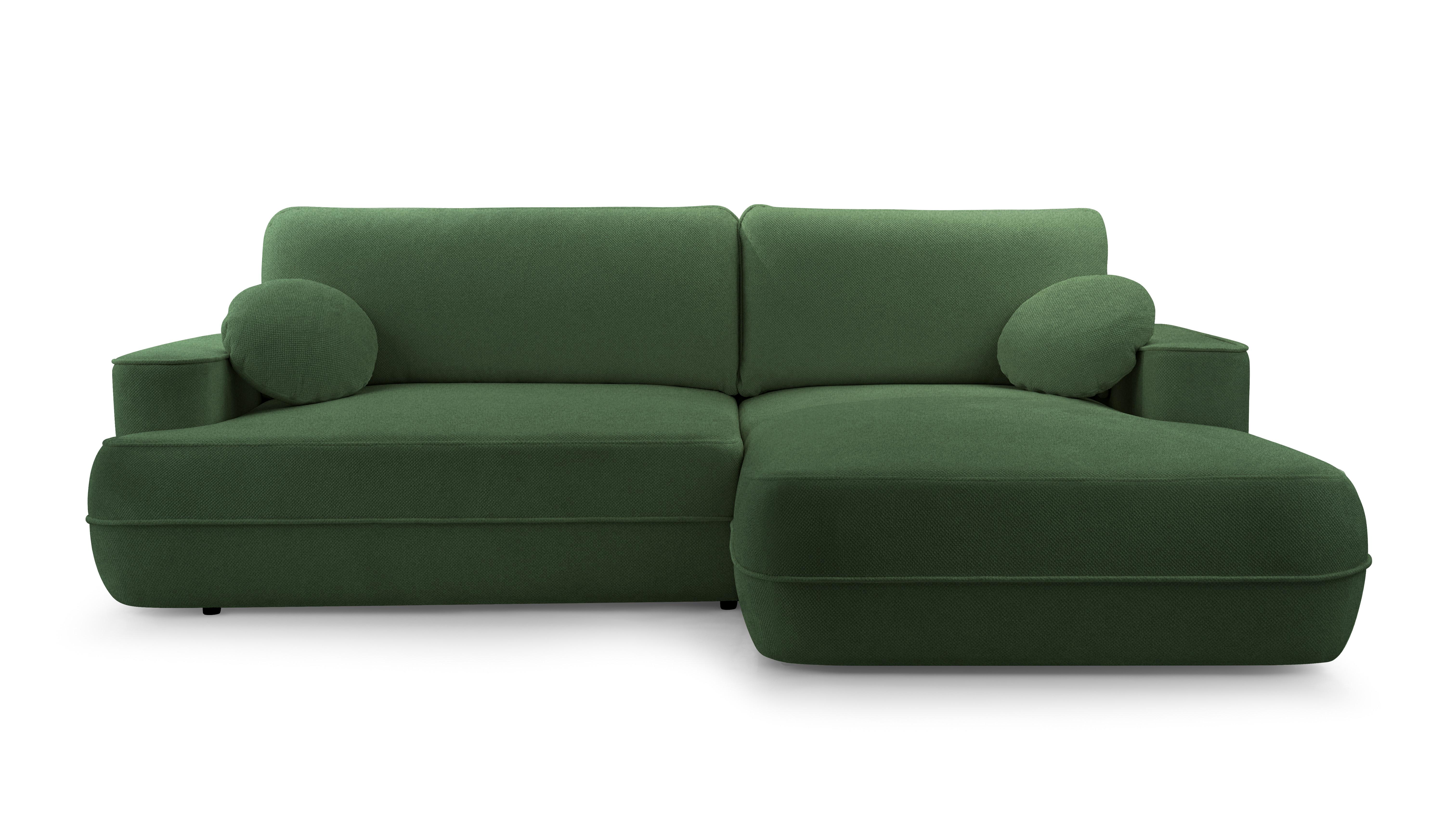 ECKCOUCH L Form Peoni Grün 267/168/87 cm mit Schlaffunktion R - Schwarz/Grün, Kunststoff/Textil (267/168cm) - AX Living