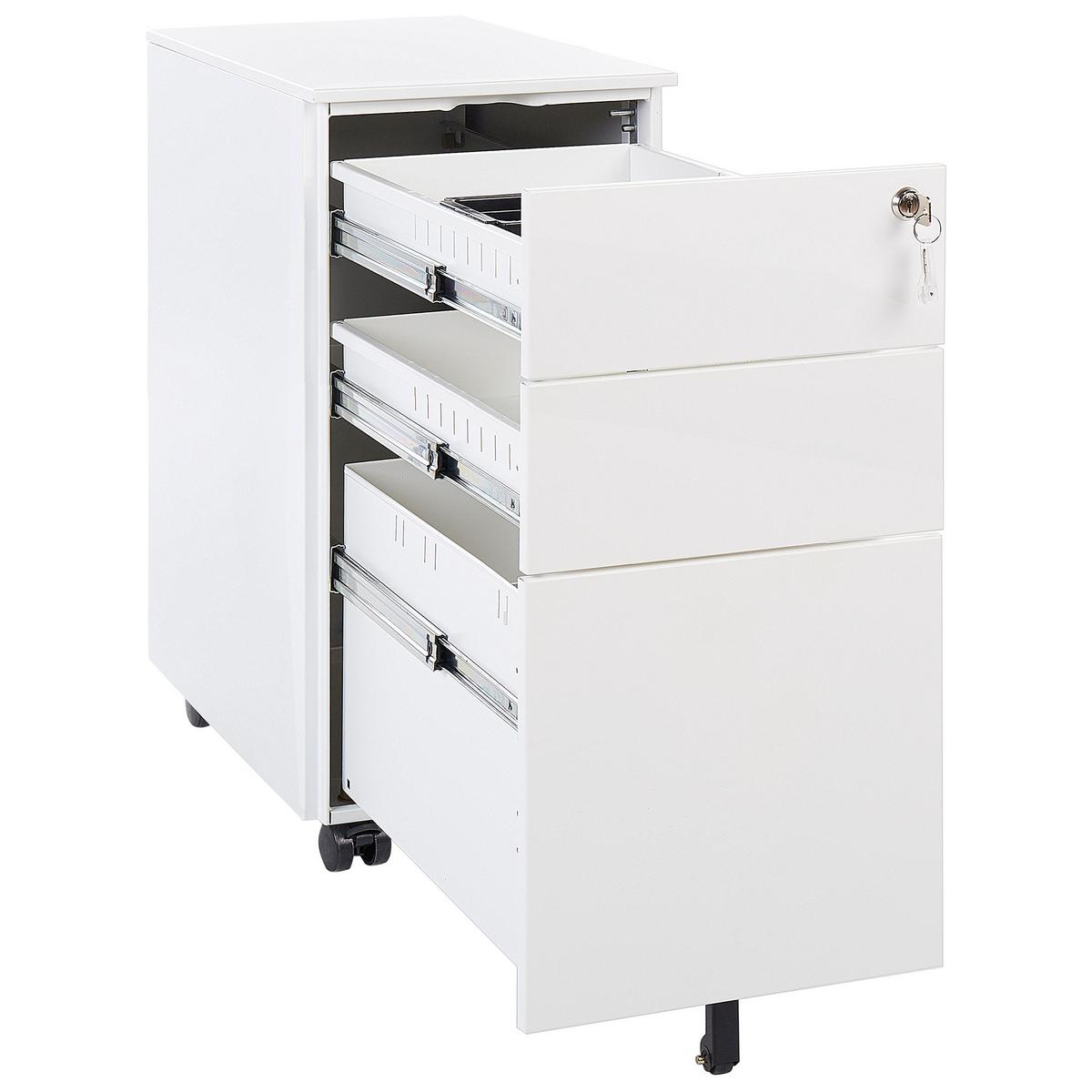 BÜROSCHRANK Metall Weiß Bolsena - Weiß, Metall (30/60/45cm) - Beliani