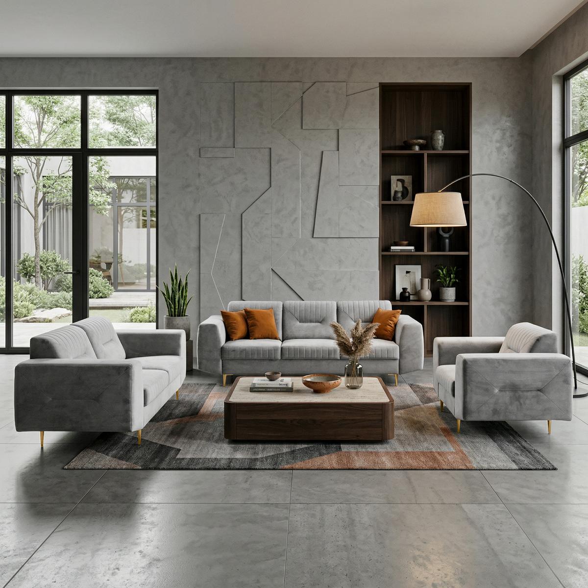 2-SITZER SOFA Venezia hellgrau mit goldenen Beinen - Goldfarben/Hellgrau, Textil/Metall (172/85/94cm) - Beautysofa