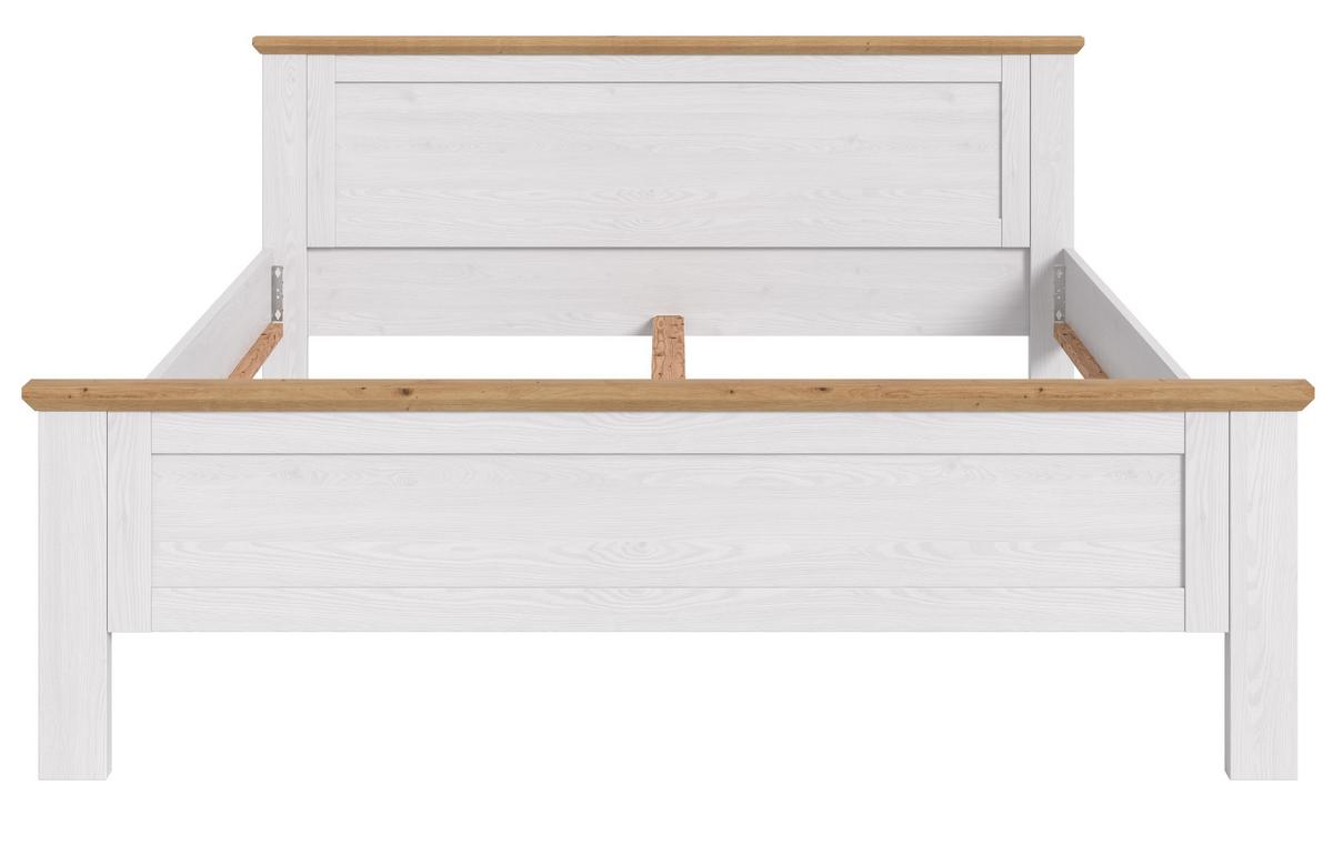 BETT weiß Lärche, Eiche Artisan Landhaus, Doppelbett Liegefläche 180 x 200 cm - Eichefarben/Weiß, Holzwerkstoff/Metall (180/200cm) - Inn.Furn