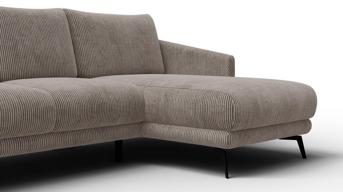 ECKSOFA VILT 3-Sitzer, taupe - Taupe/Schwarz, Holzwerkstoff/Textil (221/156cm) - Wozimo
