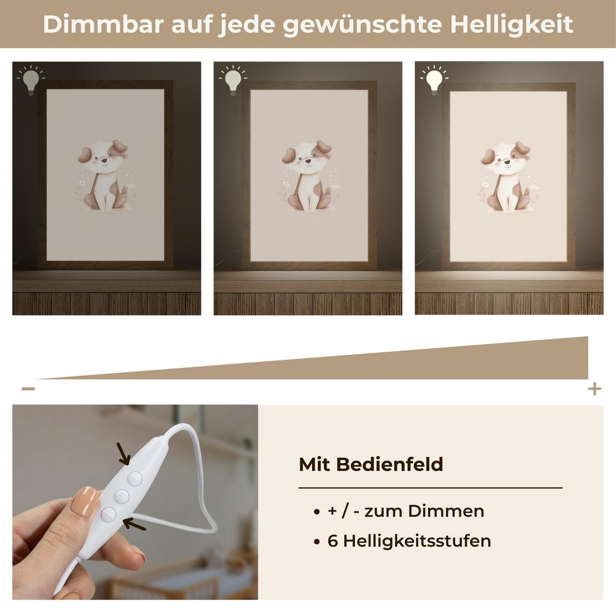 NACHTTISCHLAMPE Hund - Gefleckt - Braun 20x30 cm - Beige, Holzwerkstoff (8/20/30cm) - OnlyWow