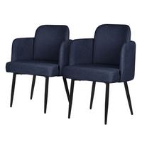 ESSZIMMERSTÜHLE 2er Set Dunkelblau mit Stoffbezug Rattan Optik - Schwarz/Dunkelblau, Textil/Metall (59/86/59cm) - ML-DESIGN