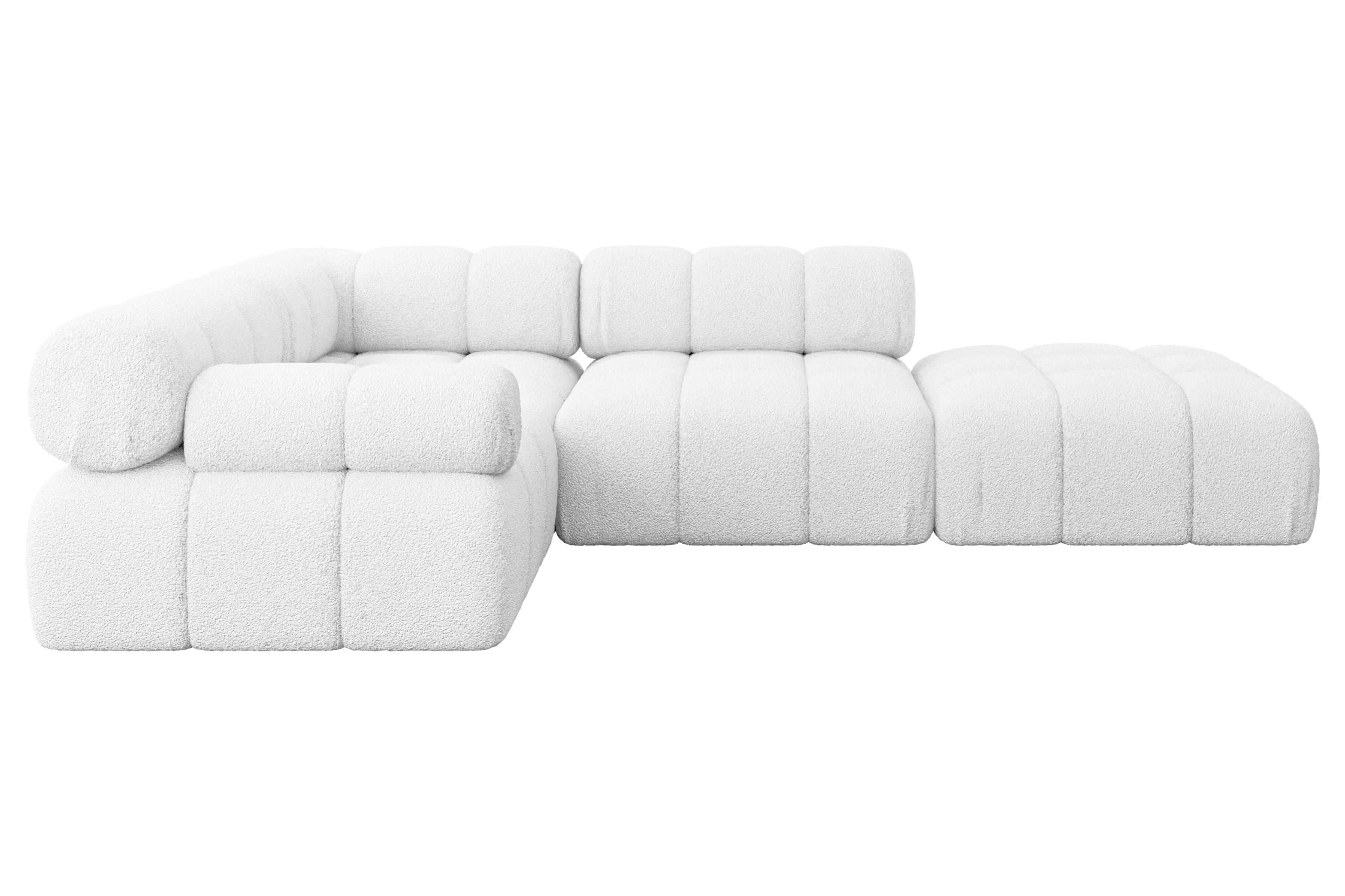 ECKSOFA modulares Sofa Felto-L1 - 285x190x70 cm Weiß Bouclé - Weiß, Holzwerkstoff/Textil (285/190cm) - ALTDECOR