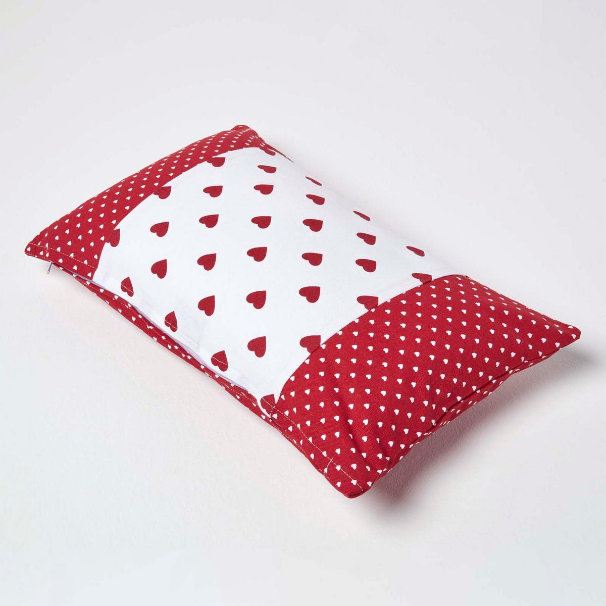 PATCHWORK-KISSENHÜLLE Herzen 30/50 cm - Rot, Textil (30/50cm) - Homescapes
