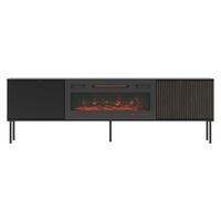 TV-LOWBOARD 180 Notte 05 mit Kamin - Nussbaumfarben/Schwarz, Holzwerkstoff/Metall (182/57/39cm) - MIRJAN24