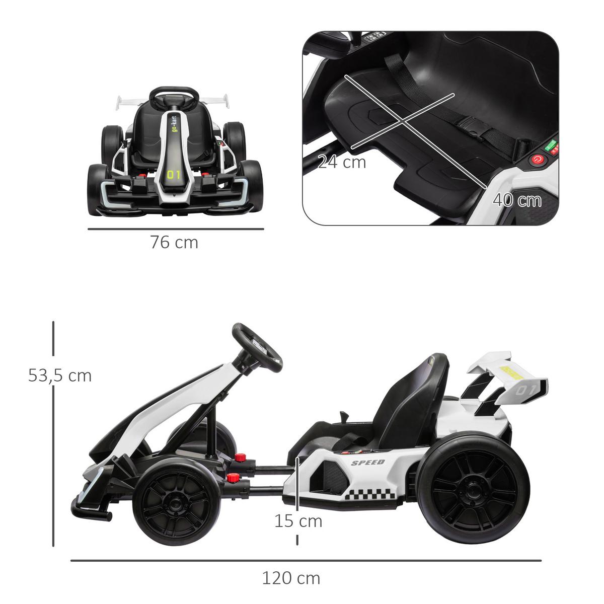 KINDER-DRIFT-KART Kunststoff Metall Weiß - Weiß, Kunststoff (120/76/53.5cm) - HOMCOM