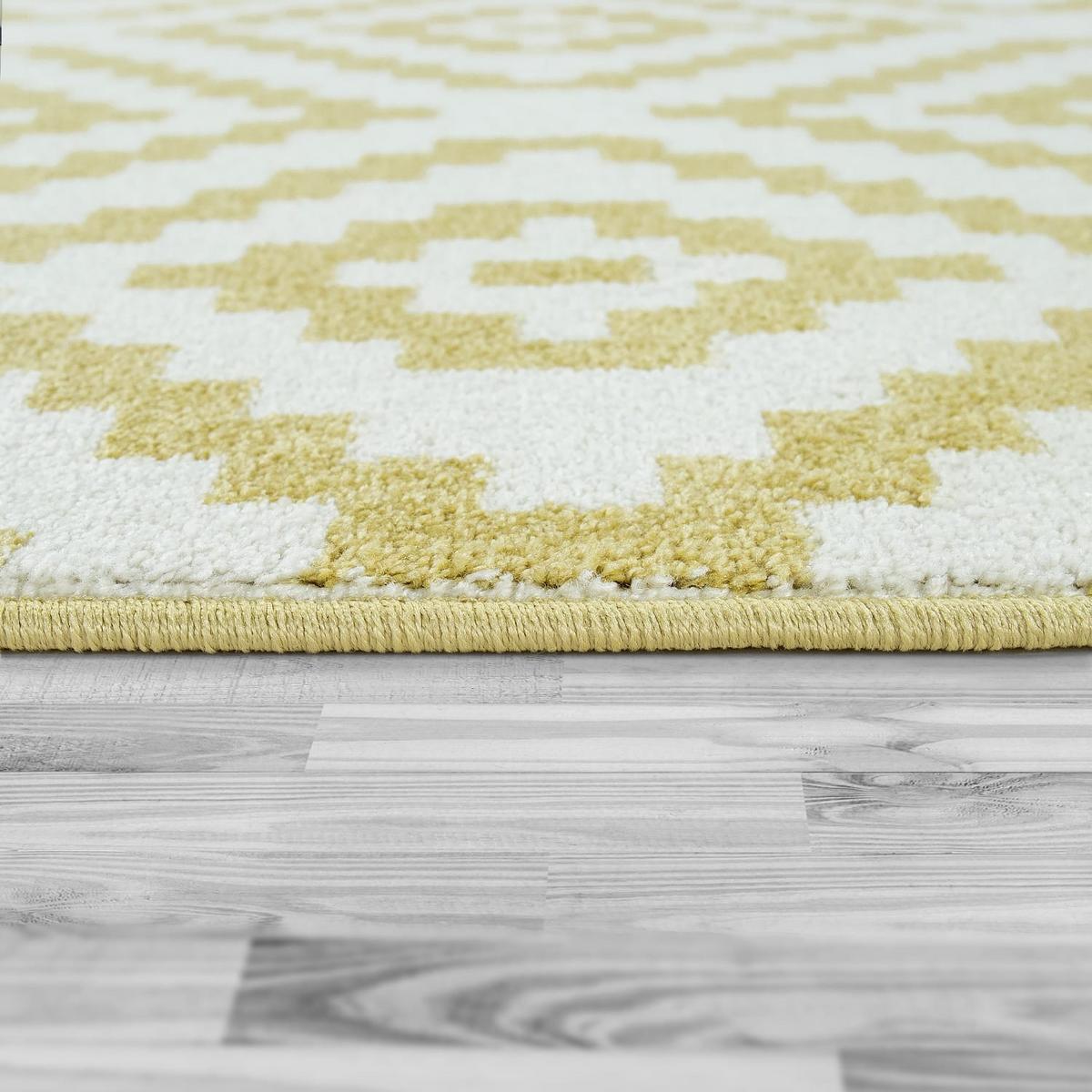 KURZFLORTEPPICH, mit Rautenmuster, aus Polypropylen, Gelb, 200 x 280 cm - Gelb, Textil (280/200cm) - KADIMA DESIGN