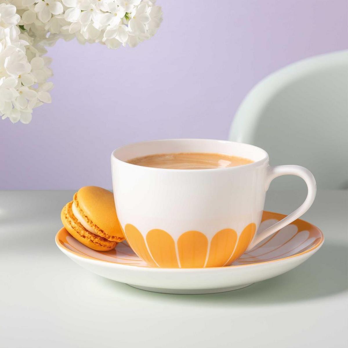 KAFFEETASSEN MIT UNTERTASSEN Fleur Couleur Soleil 160 ml 6er Set - Gelb, Keramik (14.8/8.9/14.8cm) - Villeroy & Boch