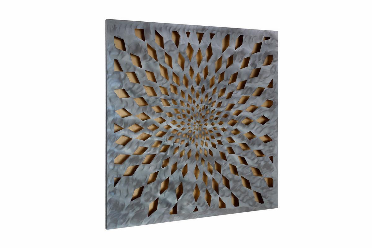 METALLBILD Gold 80/80 cm - Silberfarben/Goldfarben, Metall (3/80cm) - KUNSTLOFT
