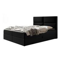 BOXBETT LIZBONA mit 2 Bettkästen, 140x200, Farbe: Schwarz, Velourstoff, Doppelbett mit Bonell-Matratze - Schwarz, Holz/Kunststoff (140/200cm) - Alpi-Möbel