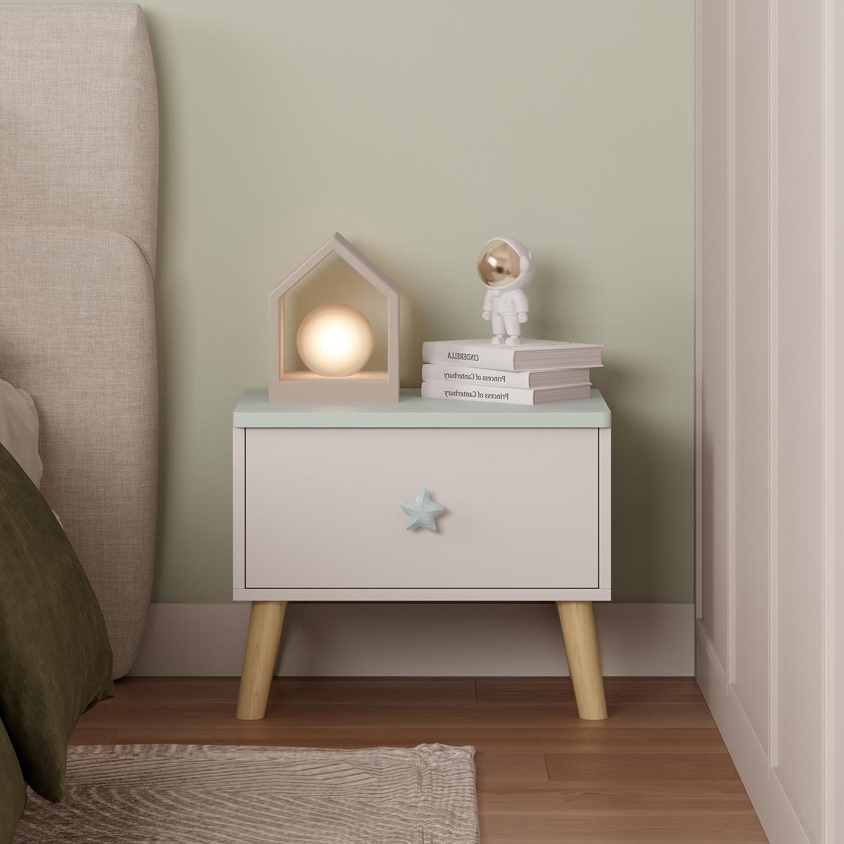 KINDERNACHTTISCH Sandnes - Weiß/Mintgrün, Holz/Holzwerkstoff (38/31/30cm) - [en.casa]