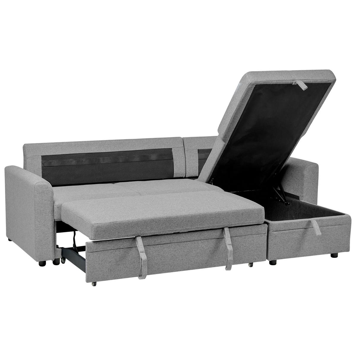 ECKSCHLAFSOFA 3-Sitzer Kunstleinen Grau linksseitig Nassjo - Grau, Textil (210/131cm) - Beliani
