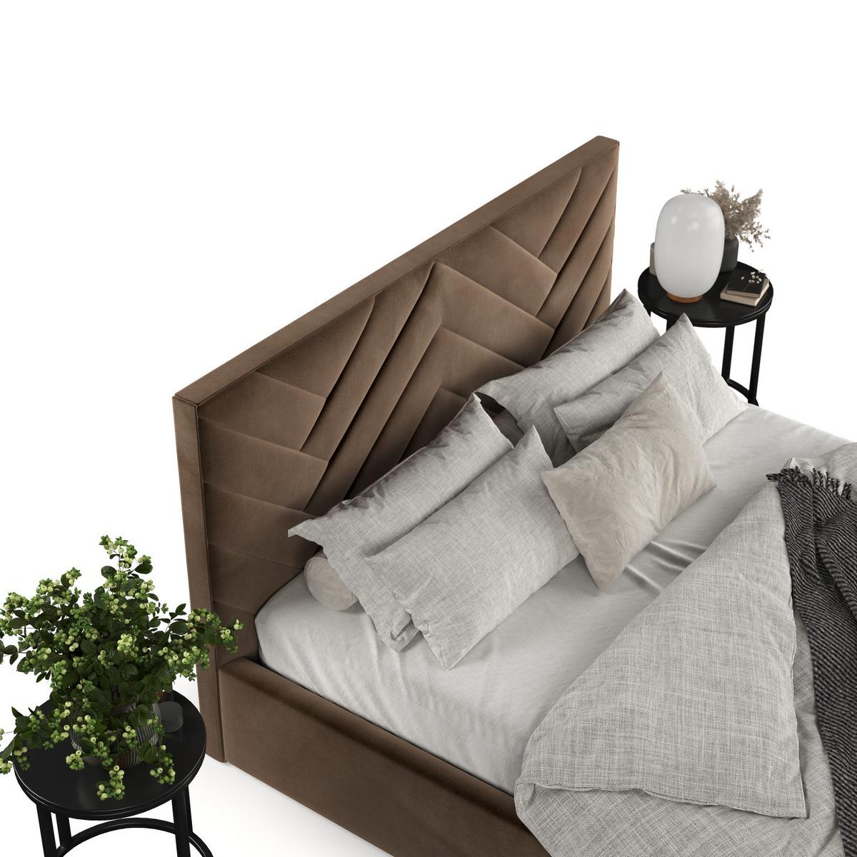 POLSTERBETT Arco 140/200 cm Braun im Kronos Stoff - Schwarz/Naturfarben, Holz/Holzwerkstoff (140/200cm) - AltaBeds