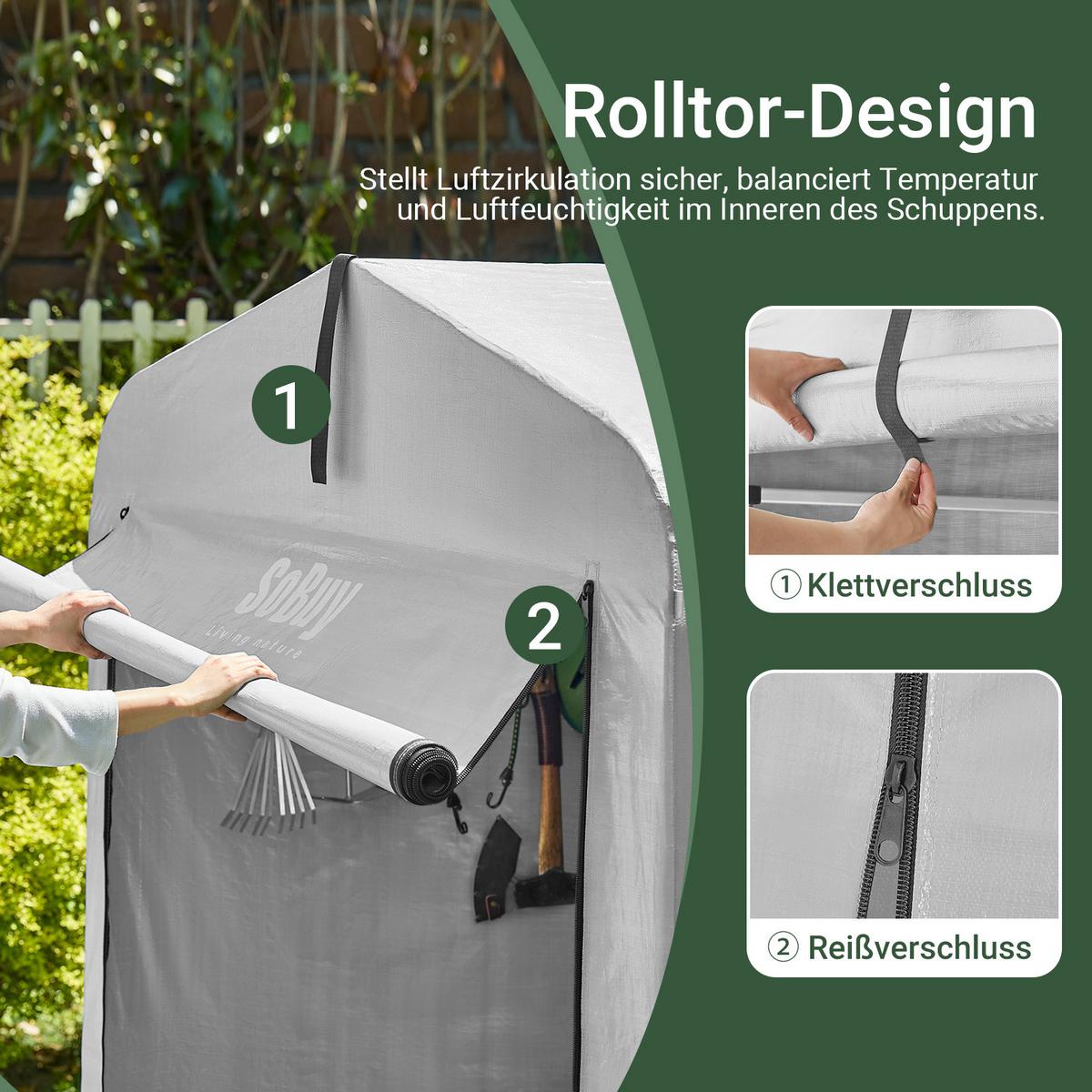 FAHRRADGARAGE Wetterfest für 2-4 Fahrräder, 159x165x219 cm - Silberfarben, Kunststoff (159/165/219cm) - SoBuy