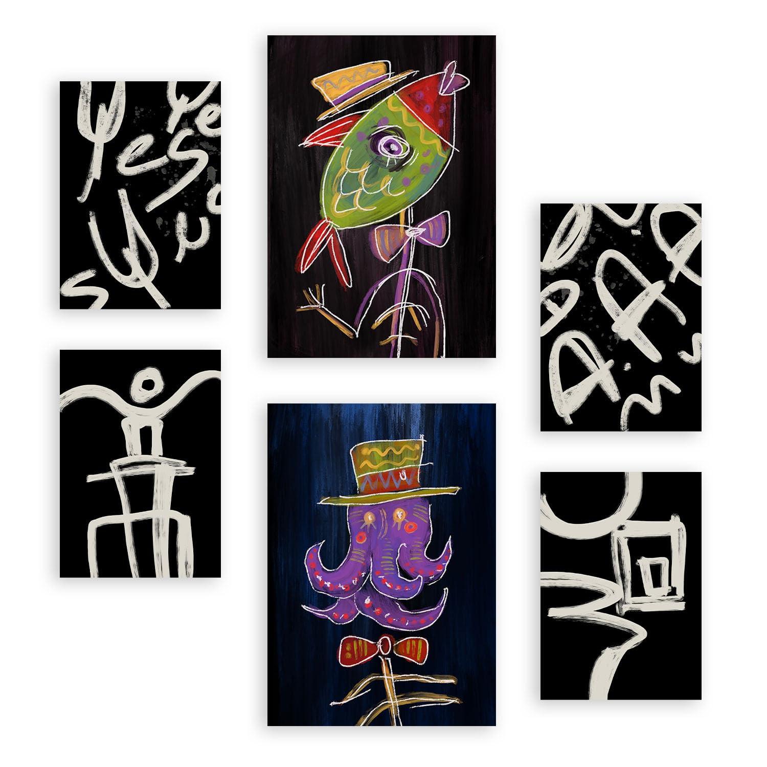 POSTER Set Mit 6 Aufsichtsfang 1 In Tiere Zusammenfassungen A3 & A4 Rahmenlos - Klar, Papier (29/3cm) - Nacnic