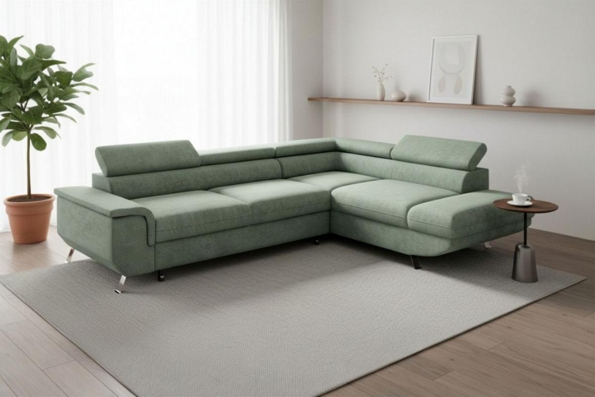 ECKSOFA Plato Mit Schlaffunktion - Grün, Holzwerkstoff/Textil (202/268cm) - Fun Möbel
